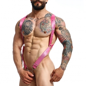 MOB Eroticwear Arreios Elásticos Crossback e Cockring Dngeon Rosa