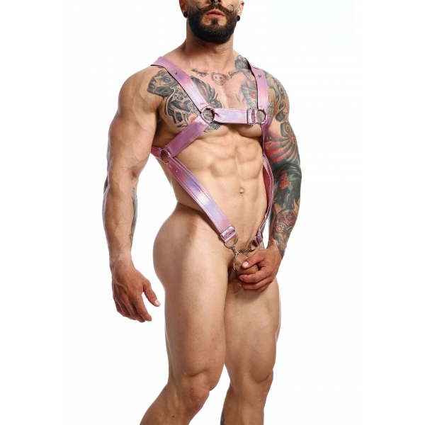 Dngeon Cross Cockring Harness Pink