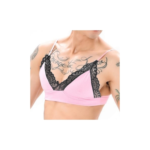 Lace Border Bra Pink-White