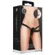 Dual Vibrating - Rechargeable - 10 Speed Silicone Ribbed Strap-On - Adjustable - Black