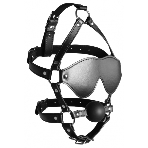 Gag Xtreme Knebel Maulkorb mit Kugel und Maske Schwarz