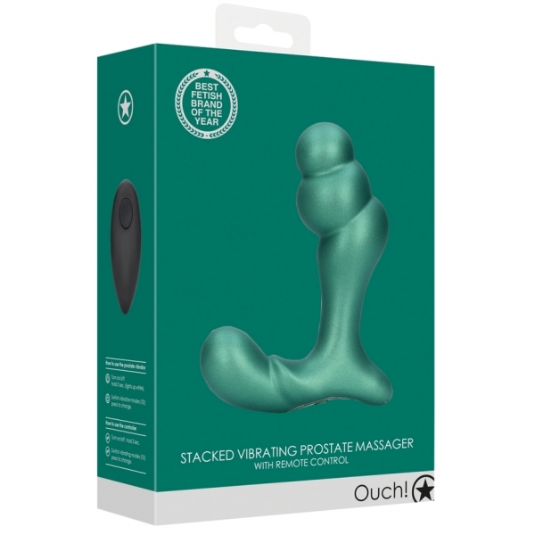 Stimolatore prostatico impilato 10 x 3,6 cm Verde metallizzato