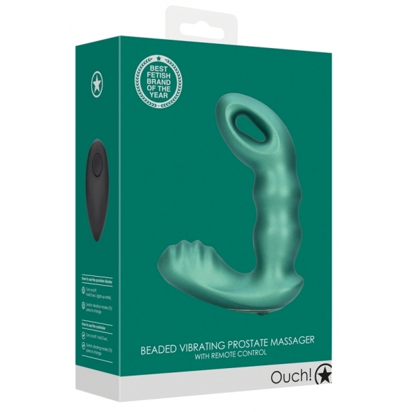 Stimolatore della prostata con perline 10 x 3,5 cm Verde metallizzato