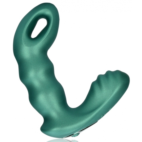 Estimulador da próstata com contas 10 x 3,5 cm verde metalizado