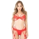 Open Cup 3-Piece Suspender Belt Set Passion Red