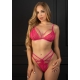 Conjunto de sujetador tanga floral rosa