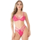 Conjunto de sujetador tanga floral rosa