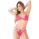 Strappy lace bra set Pink