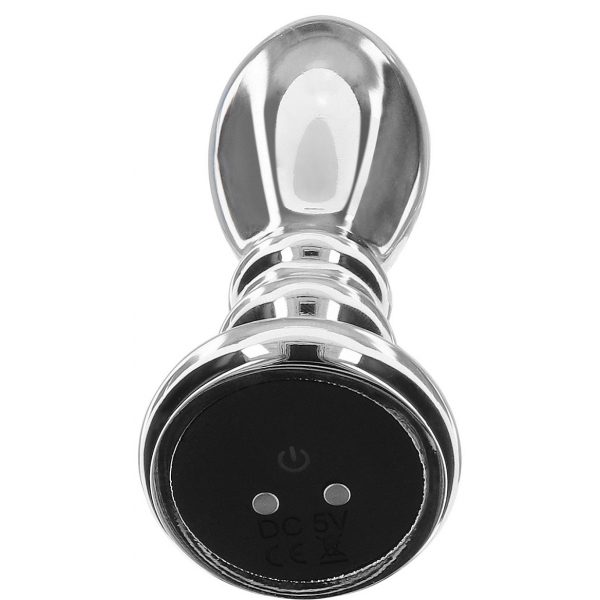 Vibrating Metal Buttplug M Silver