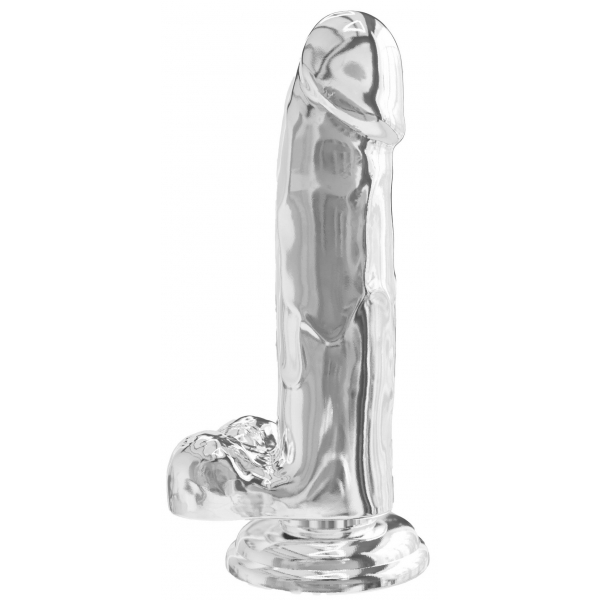 Clear Dildo with Balls 7 Inch Transparent