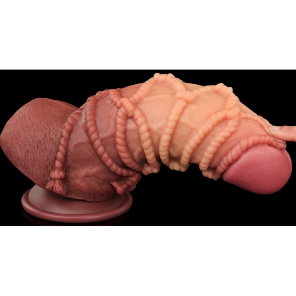 9.5'' Dual layered Platinum Silicone Cock with Rope