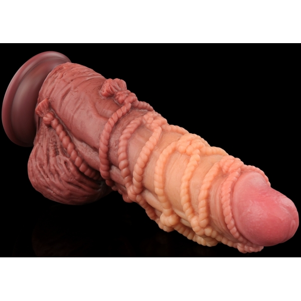 9.5'' Dual layered Platinum Silicone Cock with Rope