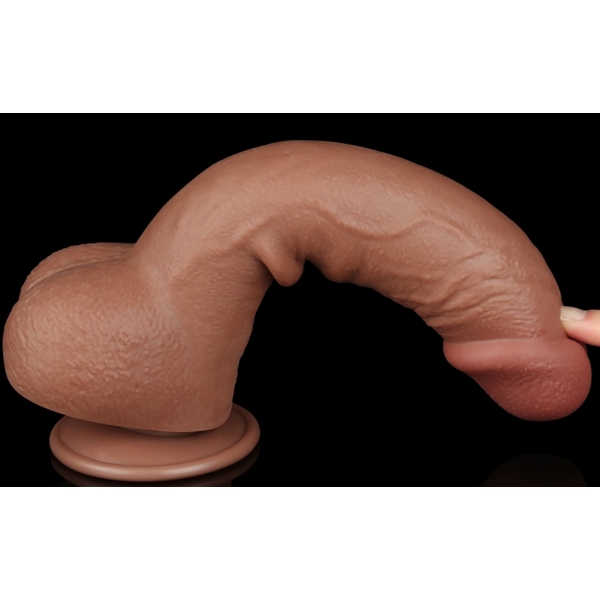 Dildo a pelle scorrevole 18 x 4,7 cm marrone