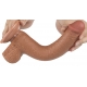 Dildo con borsetta scorrevole in pelle 17 x 3,5 cm marrone