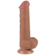 Dildo com bolsa de pele deslizante 15 x 4,5 cm castanho