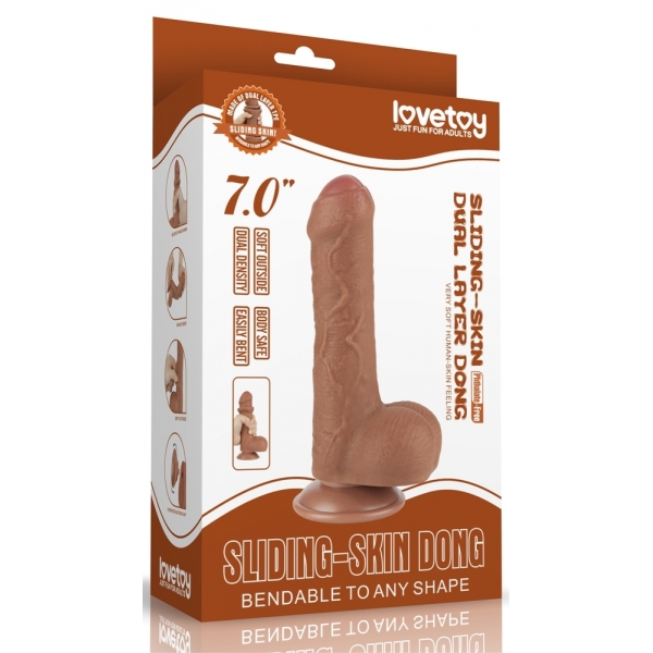 Dildo a pelle scorrevole 12 x 3,7 cm marrone