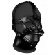 Head Harness with Zip-up Mouth and Lock - Black