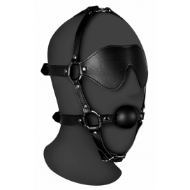 Mordaça com bola e máscara Xtreme Preto