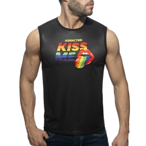 Addicted Kiss Me Addicted Tank Top Black