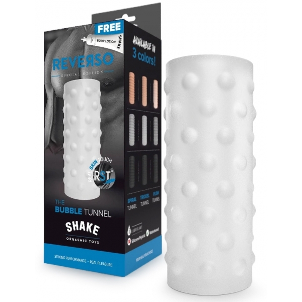 De Bubble Tunnel Shake Reverso Witte Masturbator