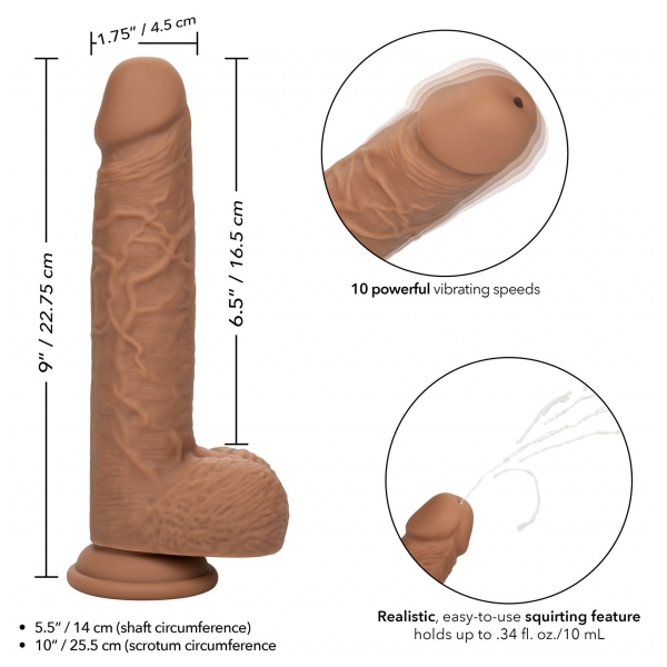 Dildo Vibratório Fuck Squirting 17 x 4,2cm Castanho