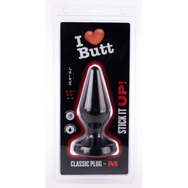 Plug Classic M I Love Butt 13 x 5.3 cm Black