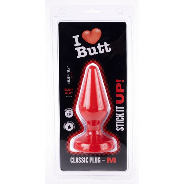 Plug Classic M I Love Butt 13 x 5,3 cm Rojo