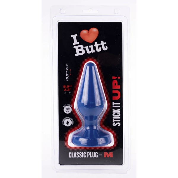 Plug Classic M I Love Butt 13 x 5,3 cm Azul