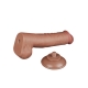 Dildo com bolsa de pele deslizante 15 x 4,5 cm castanho