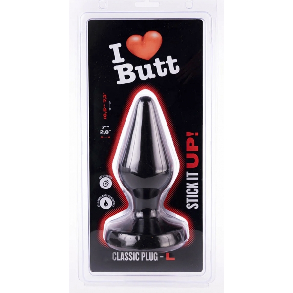 Plug Classic L I Love Butt 15 x 6.8 cm Schwarz