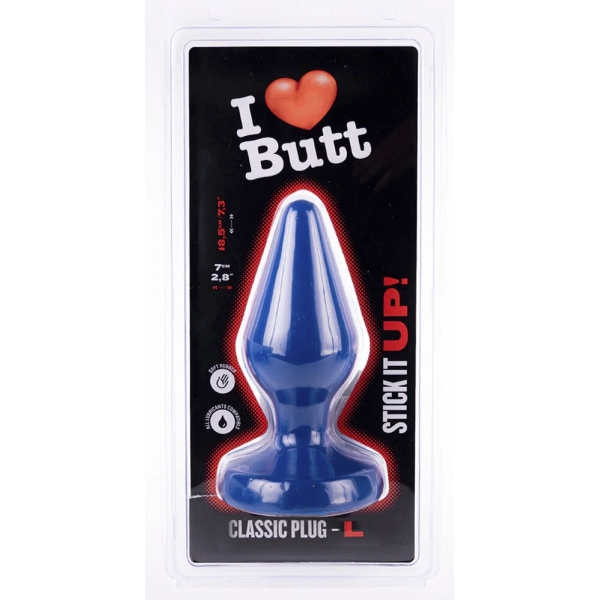 Plug Classic L I Love Butt 15 x 6,8 cm Blauw