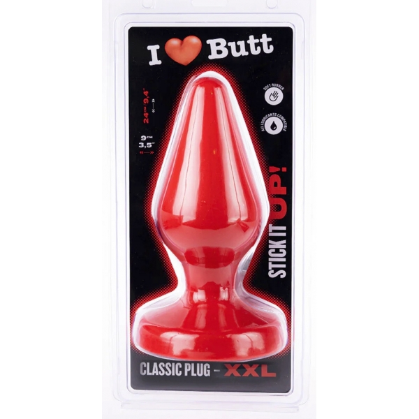 Plug Classic XXL I Love Butt 20 x 9 cm Rosso