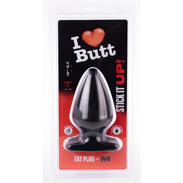 Plug Fat M I Love Butt 14 x 7,5 cm Negro