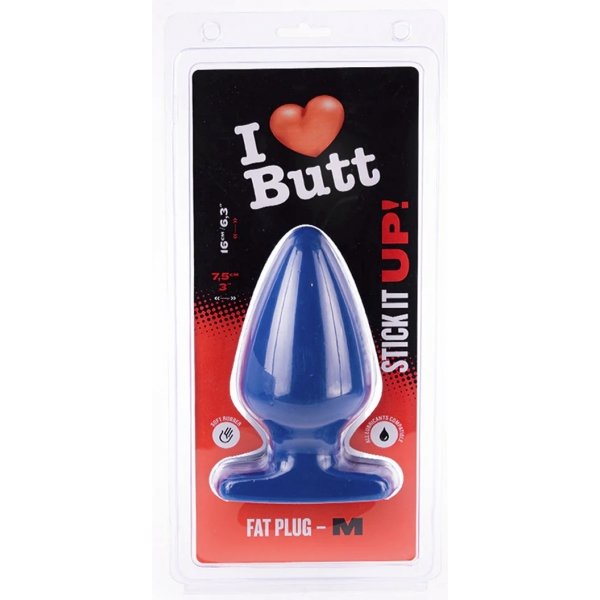 Plug Fat M I Love Butt 14 x 7,5 cm Blauw