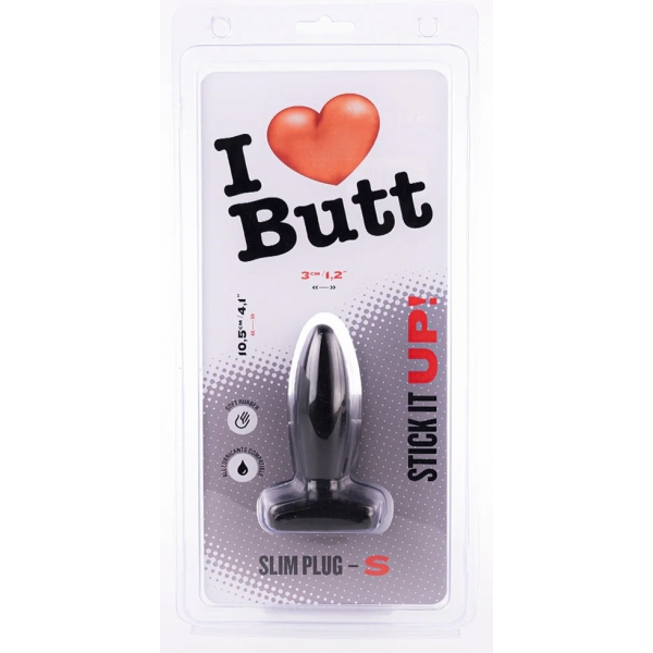 Plug Slim S I Love Butt 8.5 x 3 cm Black