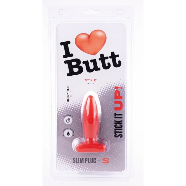 Plug Slim S I Love Butt 8.5 x 3 cm Rot