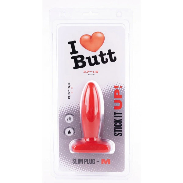 Plug Slim M I Love Butt 11 x 3,7 cm Rood