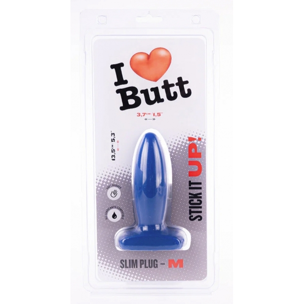 Plug Slim M I Love Butt 11 x 3.7 cm Blau