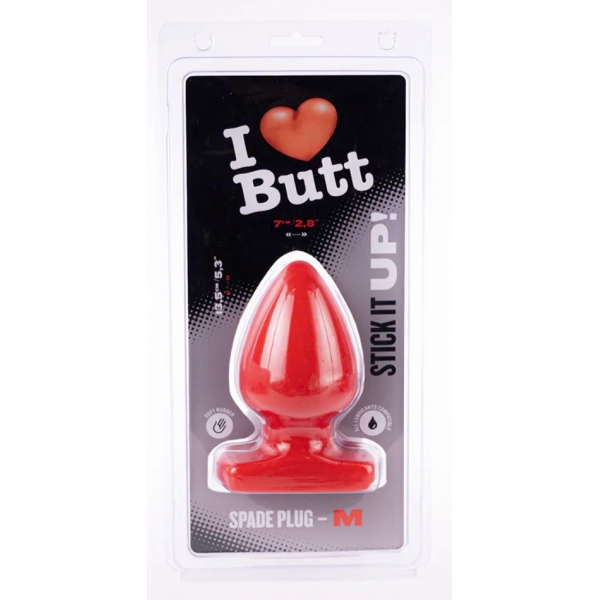 Plug Spade M I Love Butt 11 x 6,7 cm Rood