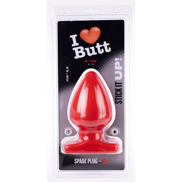 Plug Spade L I Love Butt 15 x 9 cm Red