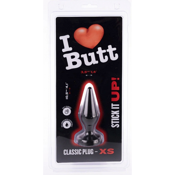 Plug Classic XS I Love Butt 9 x 3 cm Negro