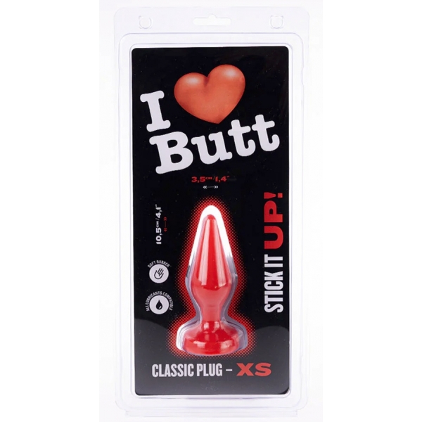 Plug Classic XS I Love Butt 9 x 3 cm Rojo