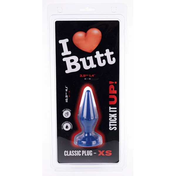 Plug Classic XS I Love Butt 9 x 3 cm Blu