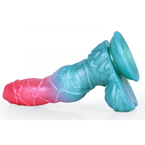 Alien Beast Cyan Rainbow 9.4" Dildo - H