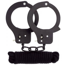 BondX Set Handschellen aus Metall und 3M Seil schwarz