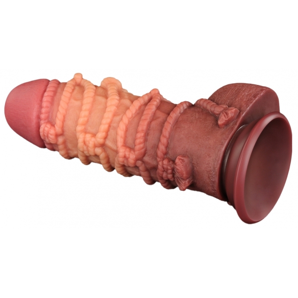 9.5'' Dual layered Platinum Silicone Cock with Rope