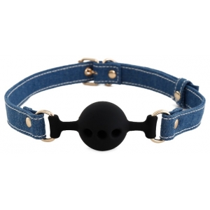 SM Fantasy Denim Strap With Silicone Mouth Ball