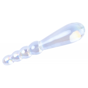 LoveToy Dildo di vetro con increspature 18 x 3,5 cm trasparente