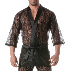 TOF Paris Veste en dentelle Lace Kimono Noire