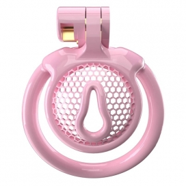 Sissy Chastity Cage With 5 Arc Rings- CX1 PINK BENT RING